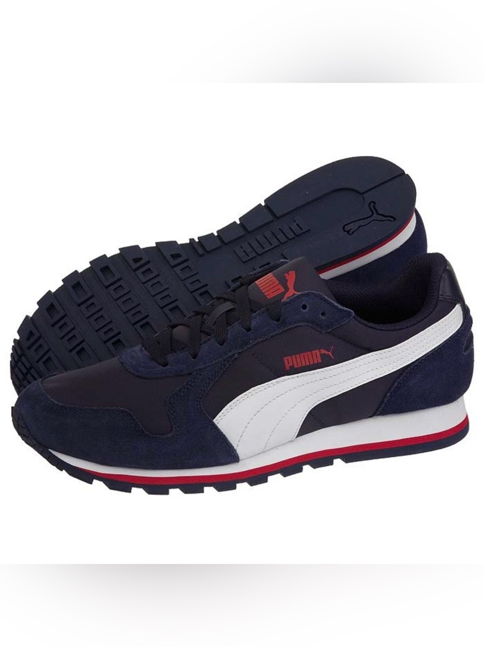 PUMA ST Runner NL Navy White Red Suede Mesh Sneakers Men’s 10